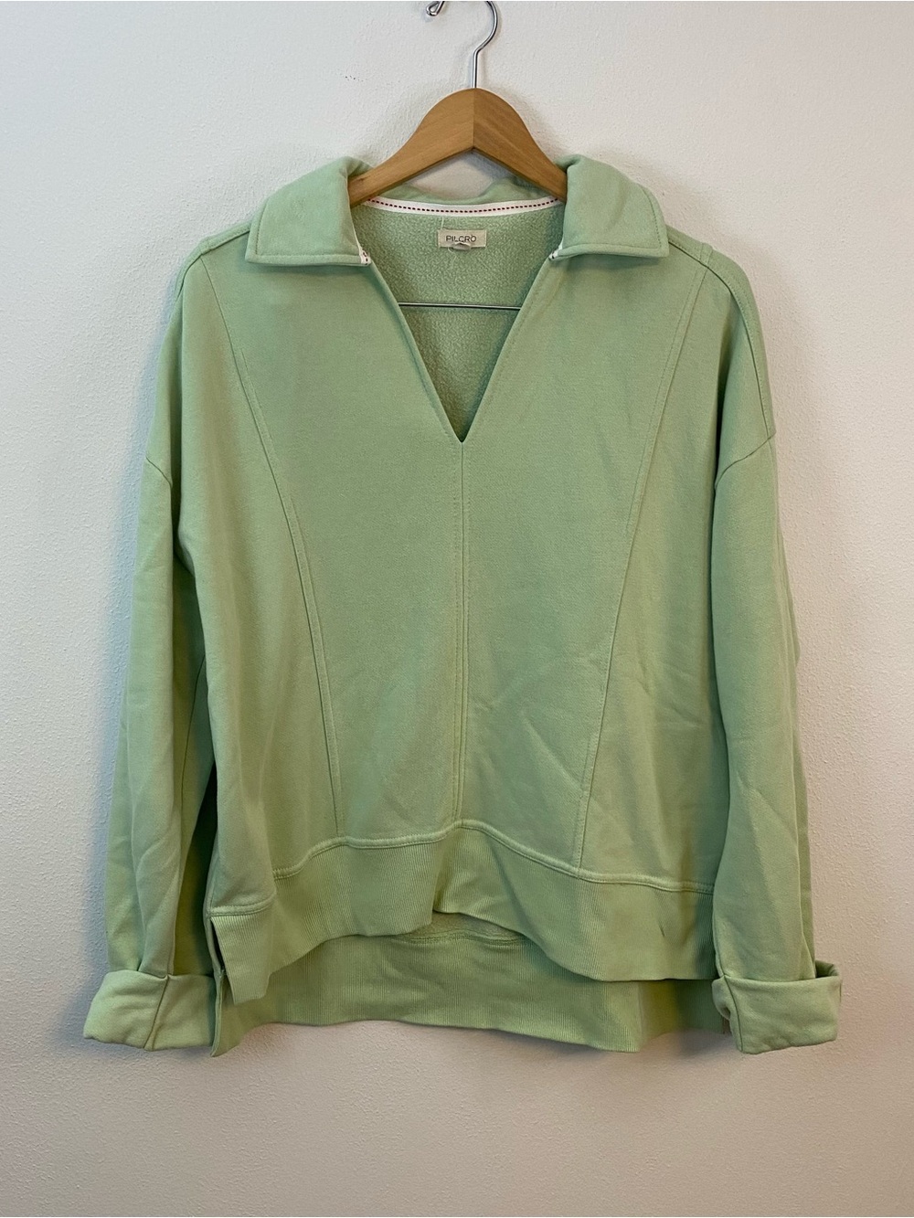 Pilcro Anthropologie Green Johnny Collar Pullover Sweatshirt Women’s Small